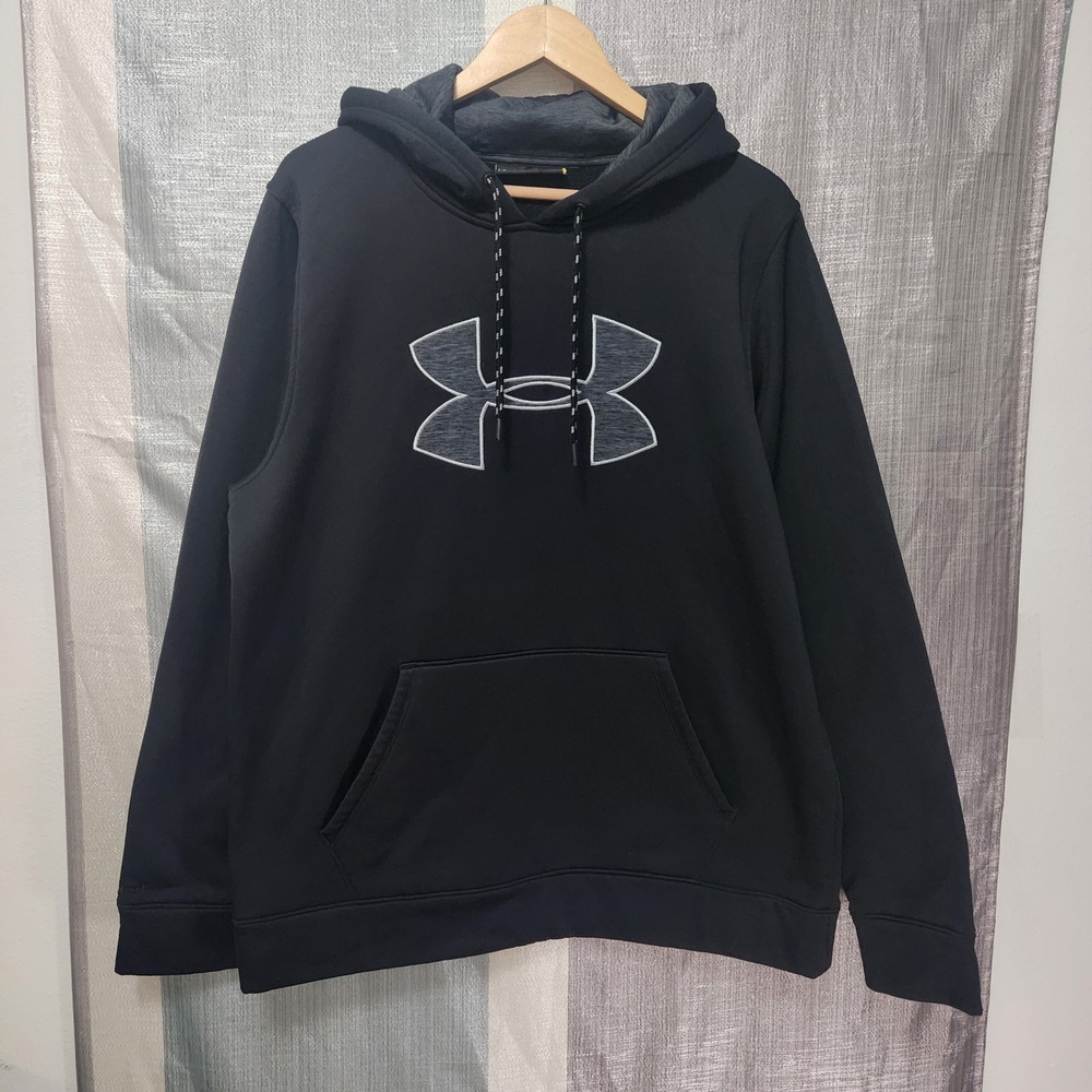 Under Armour Mens ColdGear Loose Fit Hoodie Black Logo L Athleisure Streetwear